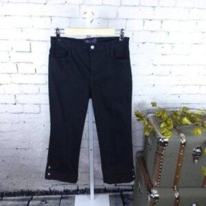 NYDJ Rhinestone Lift Tuck Cropped Jeans Black 4